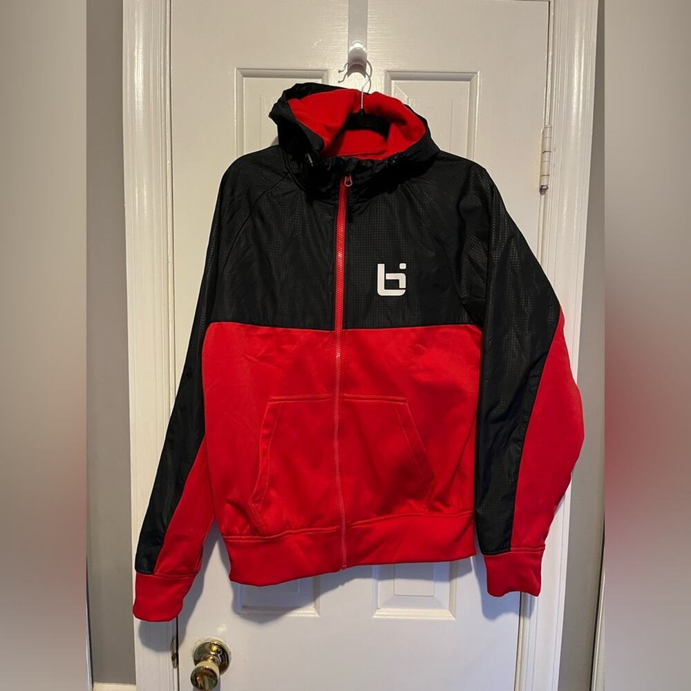 Ball is Life Hoodie Red Black Jacket Sz S Streetwear Basketball